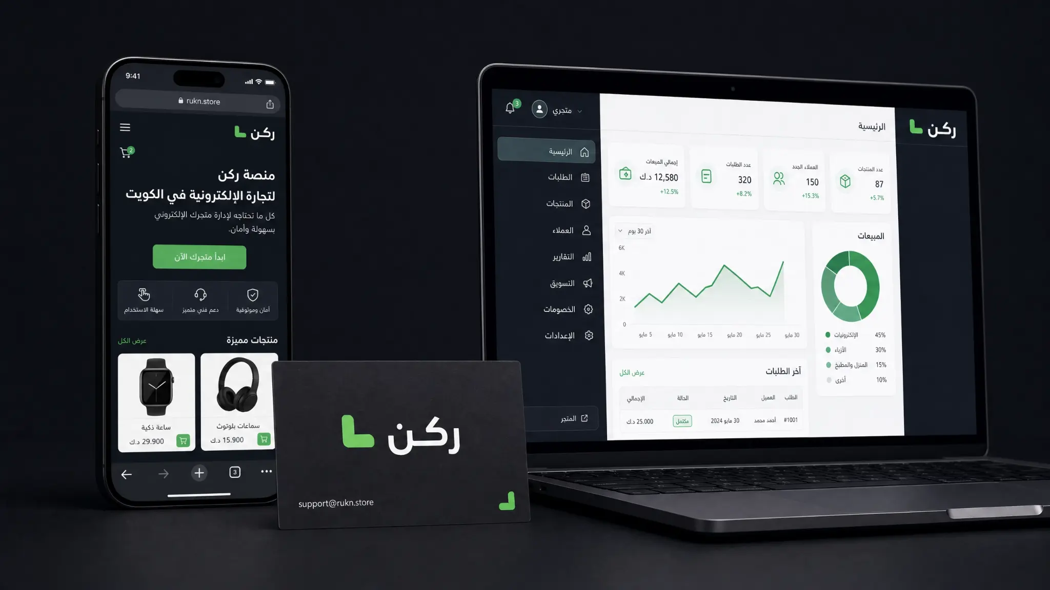 منصة ركن — موبايل ولاب توب وبطاقة عمل